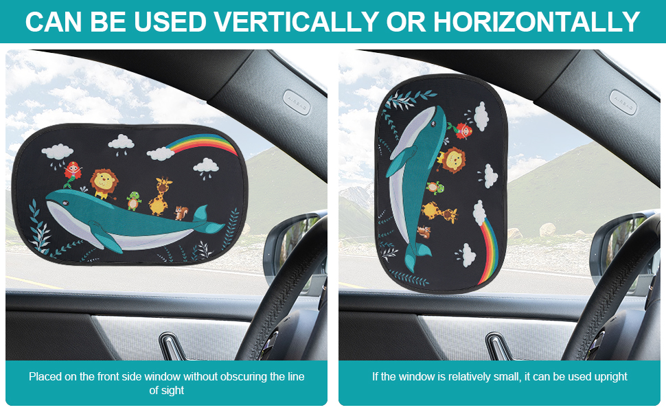 Car Windshield Sun Shade Enovoe Car Window Shades For Baby (4 Pack) - 21"x14" - Sun Shade Blocker, Cling - Glare Shield And UV Rays Protection For Your Child - Side Window